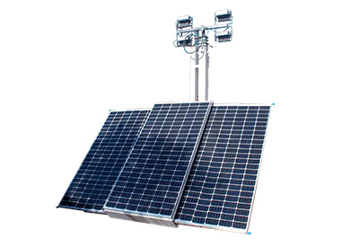 Torre de iluminación solar LU-TS720W-6L con 6 proyectores y 4 paneles solares